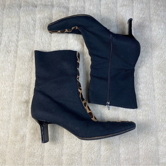 𝅺DI Sandro Supreme Animal Print Black Square Toed Boot - Picture 1 of 11
